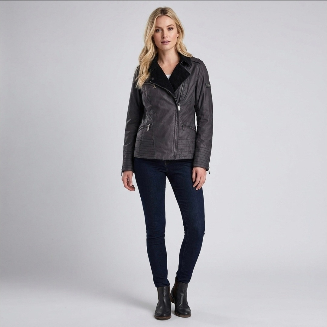 Barbour International Black Streak Wax Motorcycle Jacket - Women's - Size: Us 4